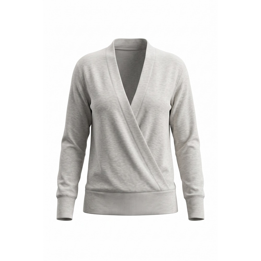 Athleta Purana V-Neck Wrap Sweatshirt Heather Grey Modal Blend Cardigan Small